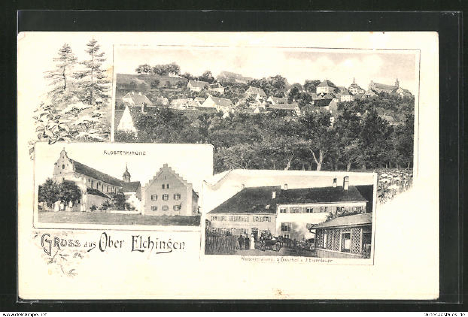 AK Ober-Elchingen, Gasthof-Klosterbrauerei V. J. Eisenlauer, Klosterkirche, Ortsansicht  - Otros & Sin Clasificación