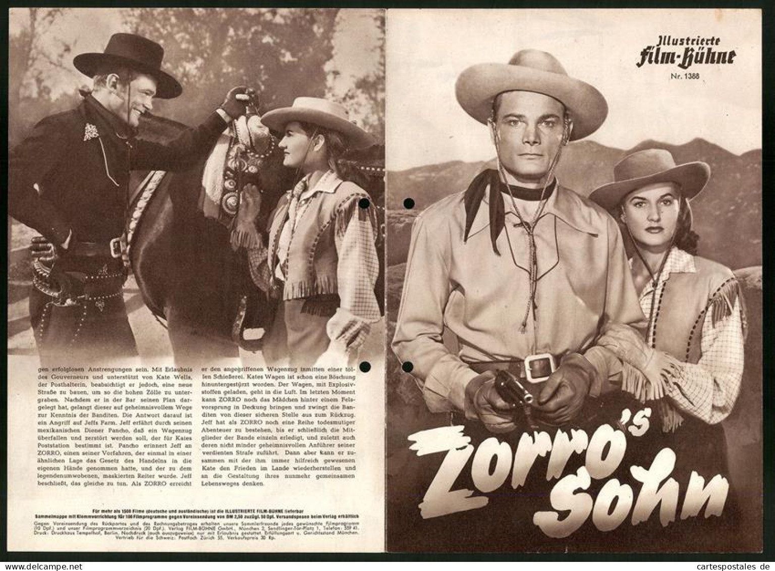 Filmprogramm IFB Nr. 1388, Zorro`s Sohn, George Turner, Peggy Stewart, Regie: Spencer Bennet, Fred C. Brannon  - Zeitschriften