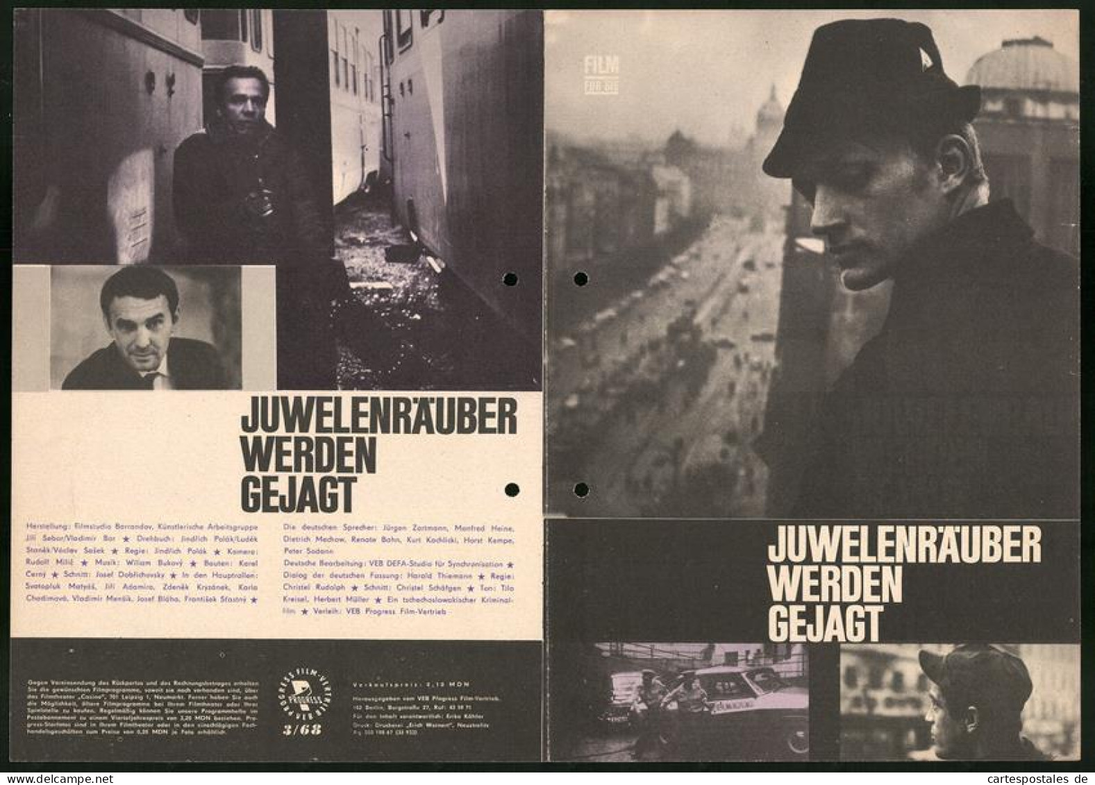 Filmprogramm Film Für Sie Nr. 3 /68, Juwelenräuber Werden Gejagt, Svatopluk Matyas, Jiri Adamira, Regie: Jindrich Po  - Magazines
