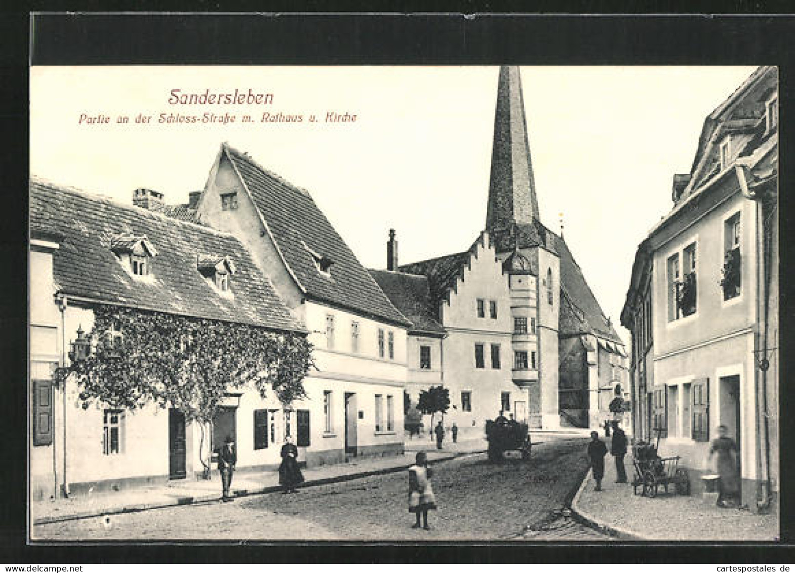 AK Sandersleben, Schlossstrasse Mit Rathaus Und Kirche  - Otros & Sin Clasificación