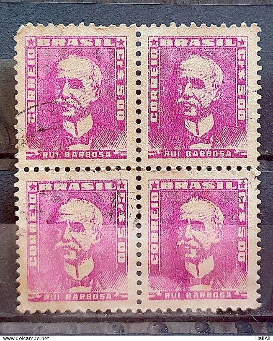 Brazil Regular Stamp RHM 502 Great-granddaughter Rui Barbosa 1956 Block Of 4 Circulated 3 - Oblitérés