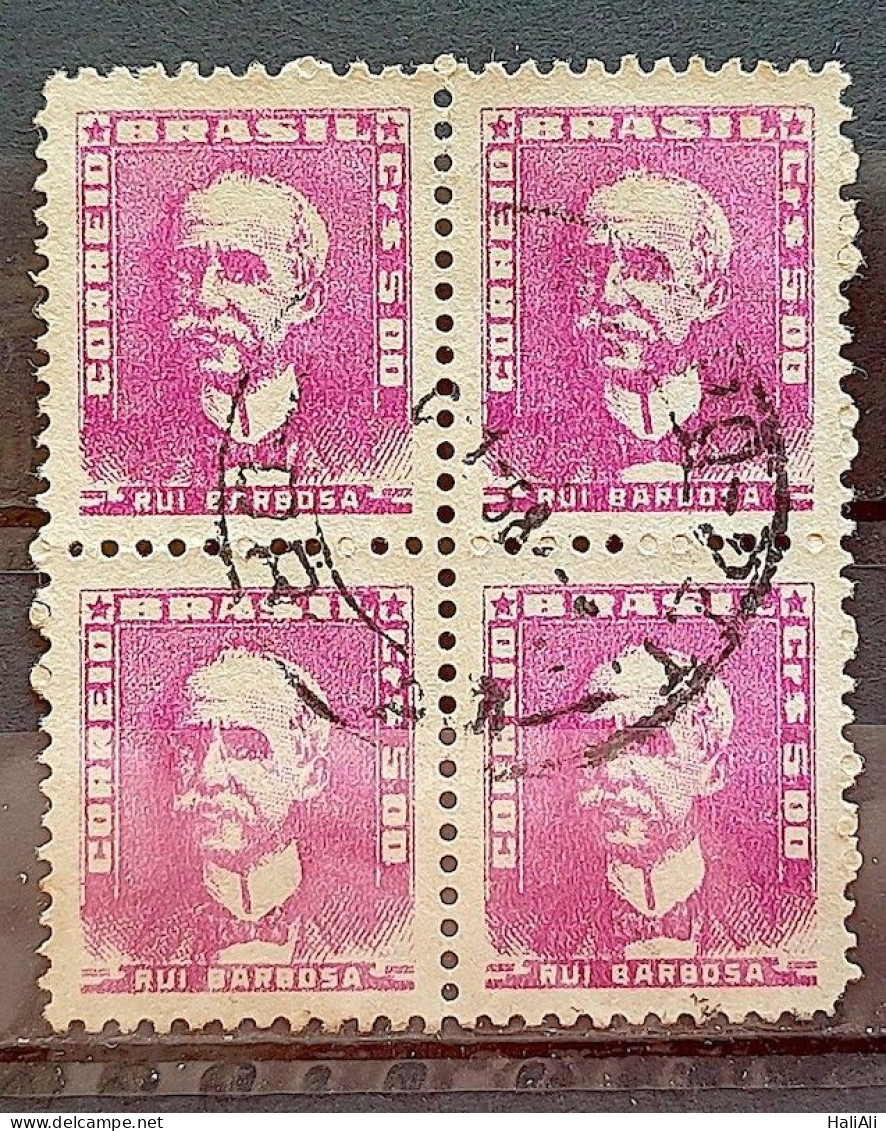 Brazil Regular Stamp RHM 502 Great-granddaughter Rui Barbosa 1956 Block Of 4 Circulated 1 - Gebruikt