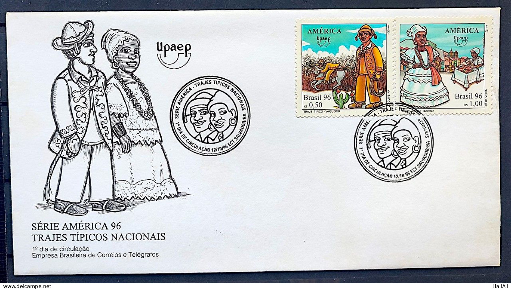 Brazil Envelope FDC 686 1 96 Typical Cowboy And Baiana Costumes UPAEP CBC BA 1 - FDC