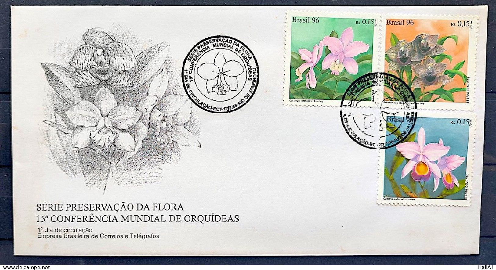 Brazil Envelope FDC 683 1 96 Orchids Flora CBC RJ - FDC