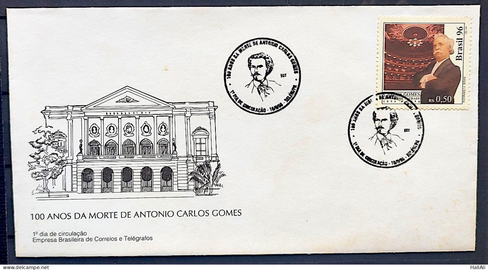 Brazil Envelope FDC 682 1 96 Music Carlos Gomes CBC DF - FDC