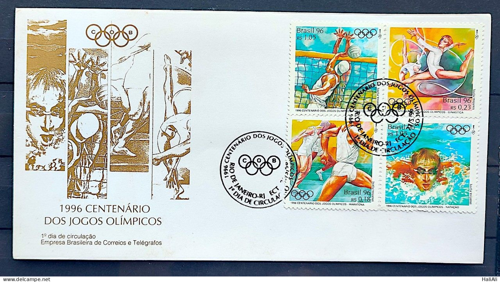 Brazil Envelope FDC 675 1 96 Olympics Athens Greece Volleyball Swimming Gymnastics Athletics CBC RJ 2 - FDC