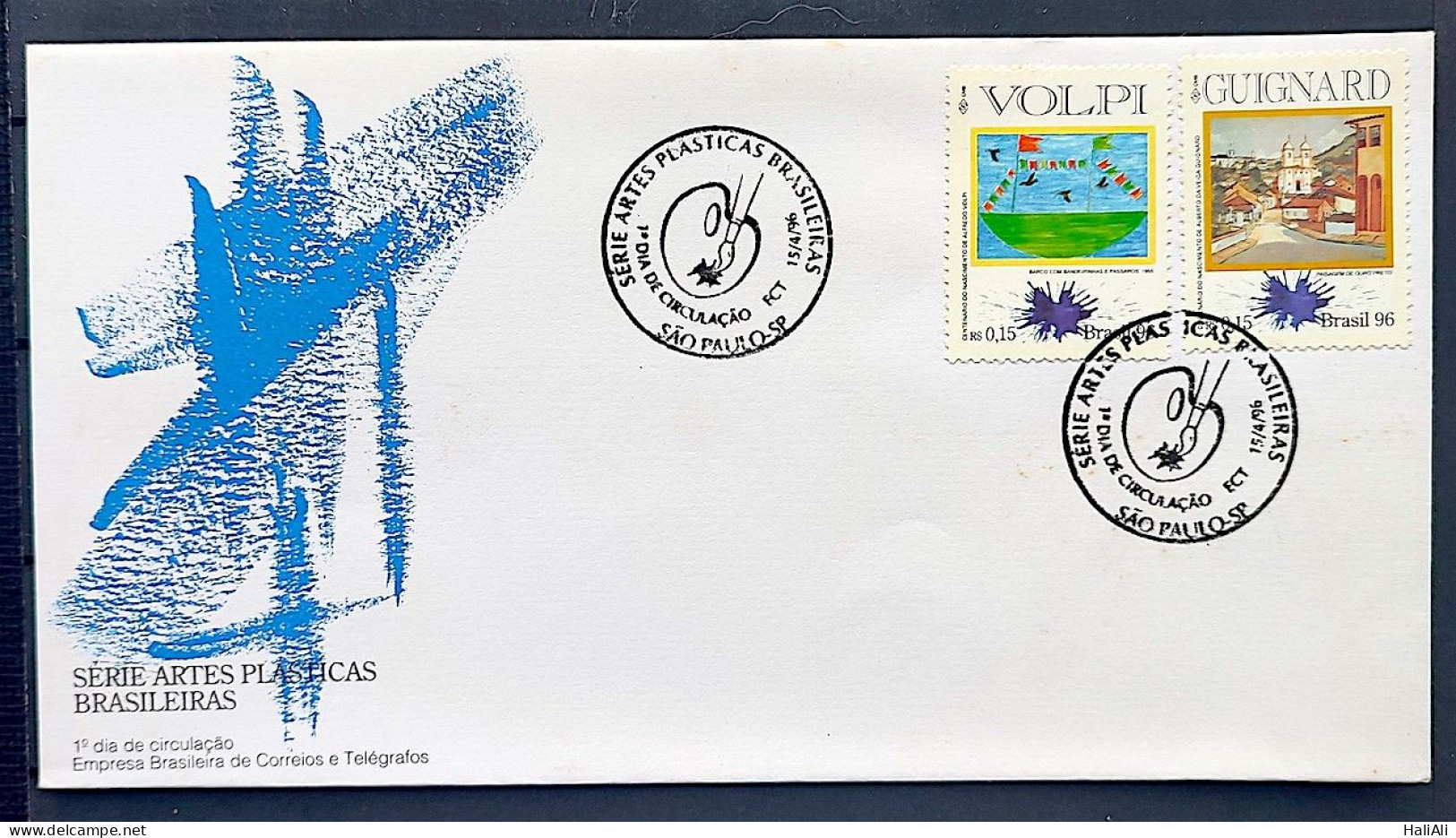 Brazil Envelope FDC 670 1 96 Visual Arts Alfredo Volpi Guignard CBC SP 1 - FDC