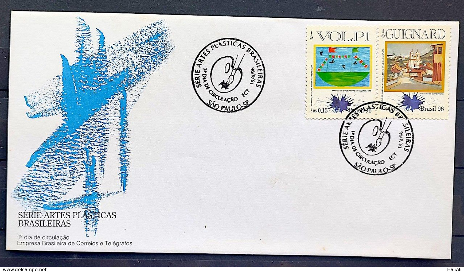 Brazil Envelope FDC 670 1 96 Visual Arts Alfredo Volpi Guignard CBC SP 2 - FDC