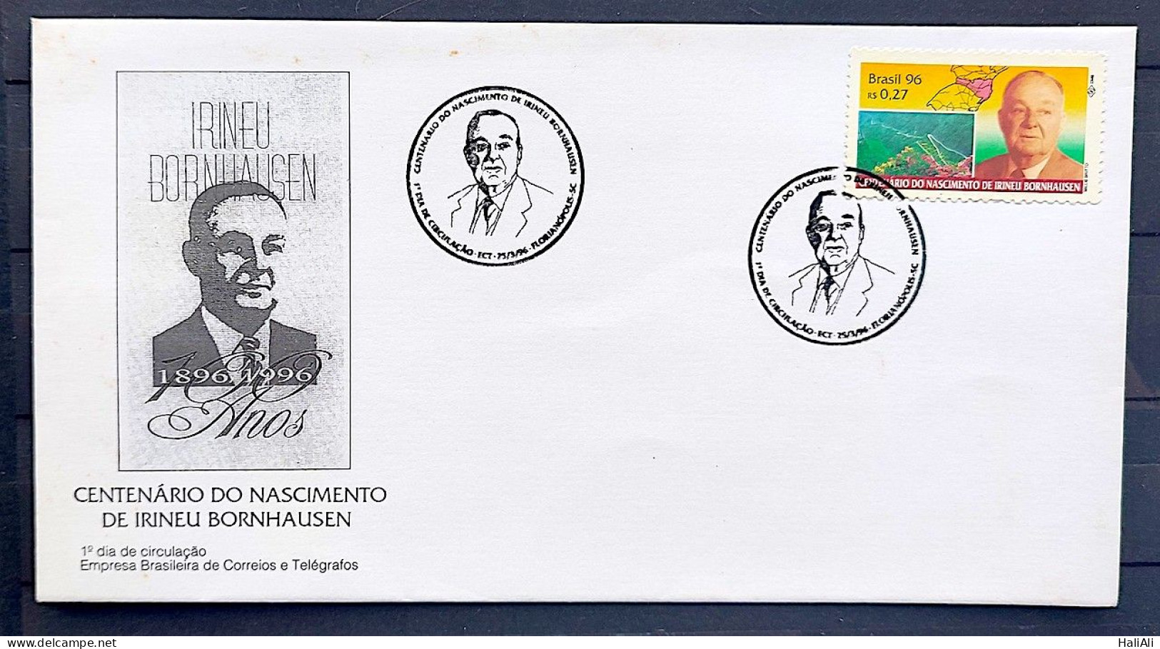 Brazil Envelope FDC 669 1 96 Irineu Bornhausen Map CBC SC 2 - FDC