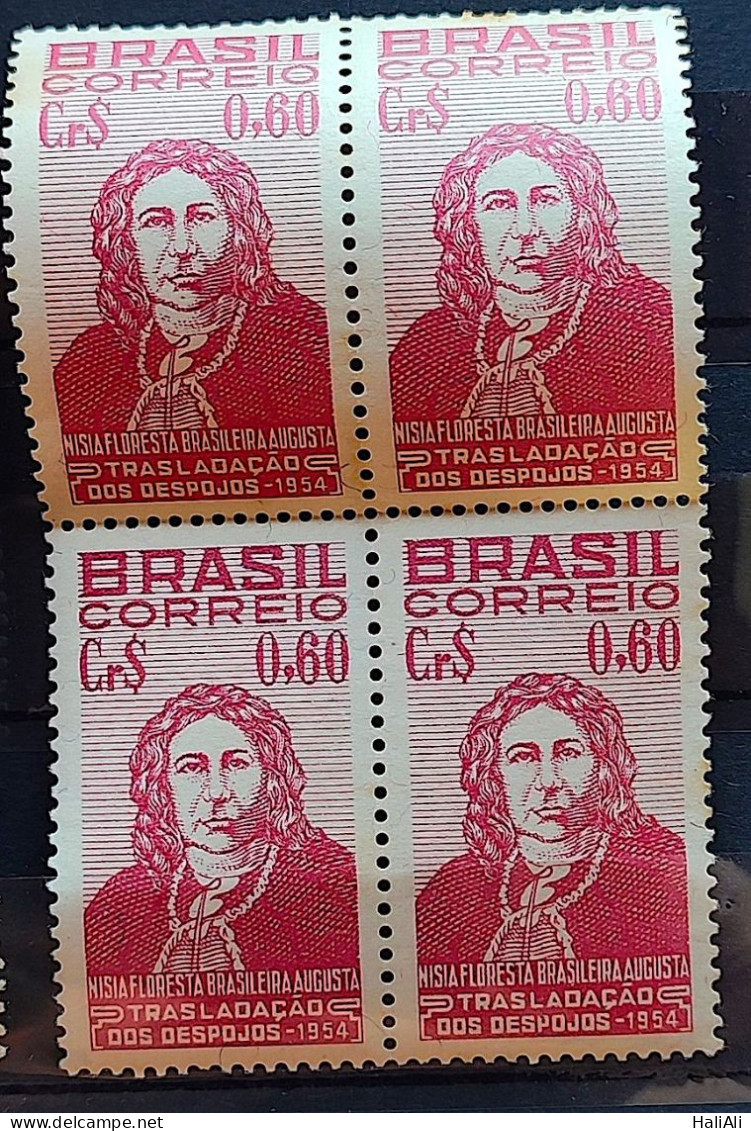 C 351 Brazil Stamp Nisia Floresta Mulher Education Law 1954 Block Of 4 - Neufs