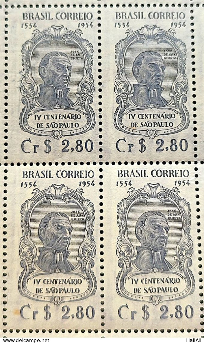 C 330 Brazil Stamp 4 Centenary Of São Paulo Jose De Anchieta Religion 1954 Block Of 4 - Ungebraucht