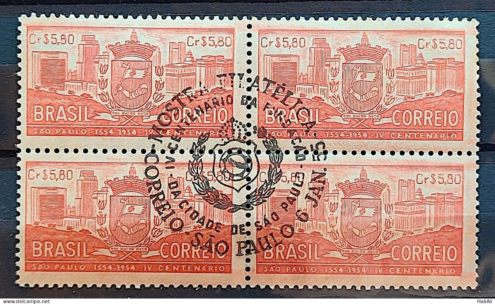 C 332 Brazil Stamp 4 Centenary Of São Paulo 1954 Block Of 4 CBC SP 2 - Neufs