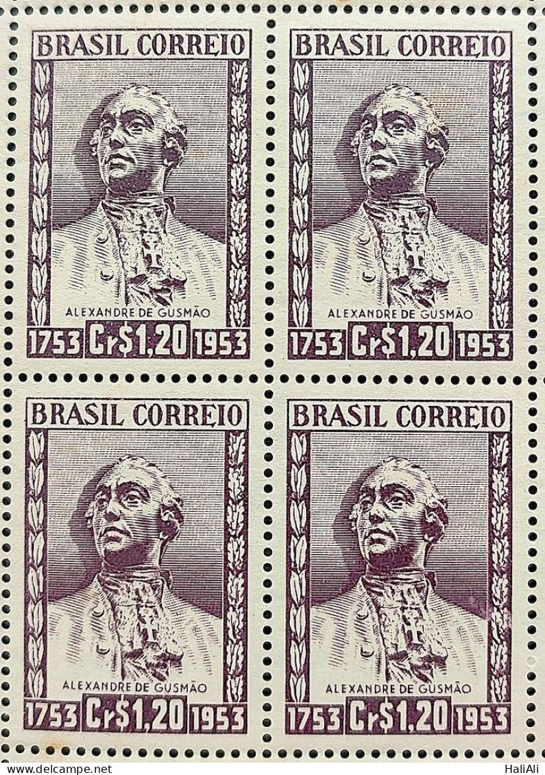 C 327 Brazil Stamp Alexandre De Gusmao Diplomacy Portugal Spain 1954 Block Of 4 - Ongebruikt