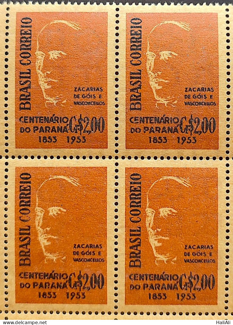 C 325 Brazil Stamp Parana Zacarias De Gois And Vasconcellos 1954 Block Of 4 Straw Paper - Nuovi