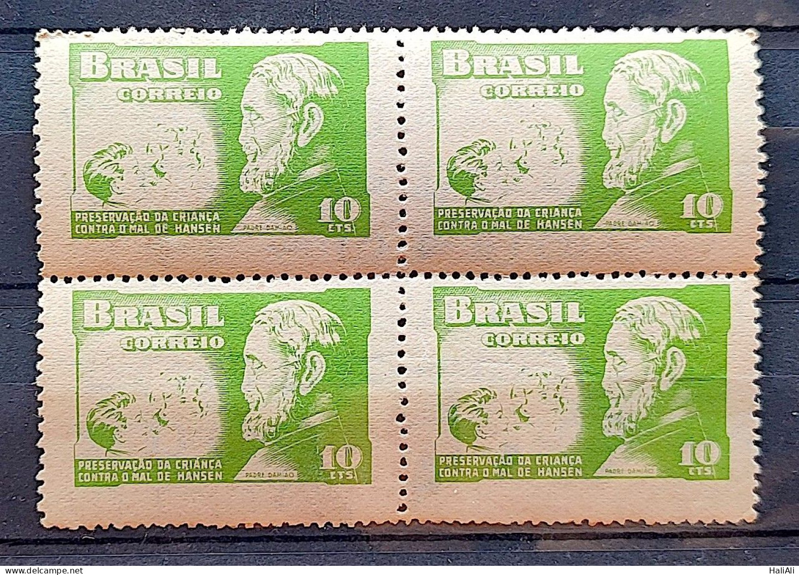 C 323 Brazil Stamp Campaign Against Hansen's Disease Priest Damiao Religion Health 1953 Block Of 4 - Nuovi