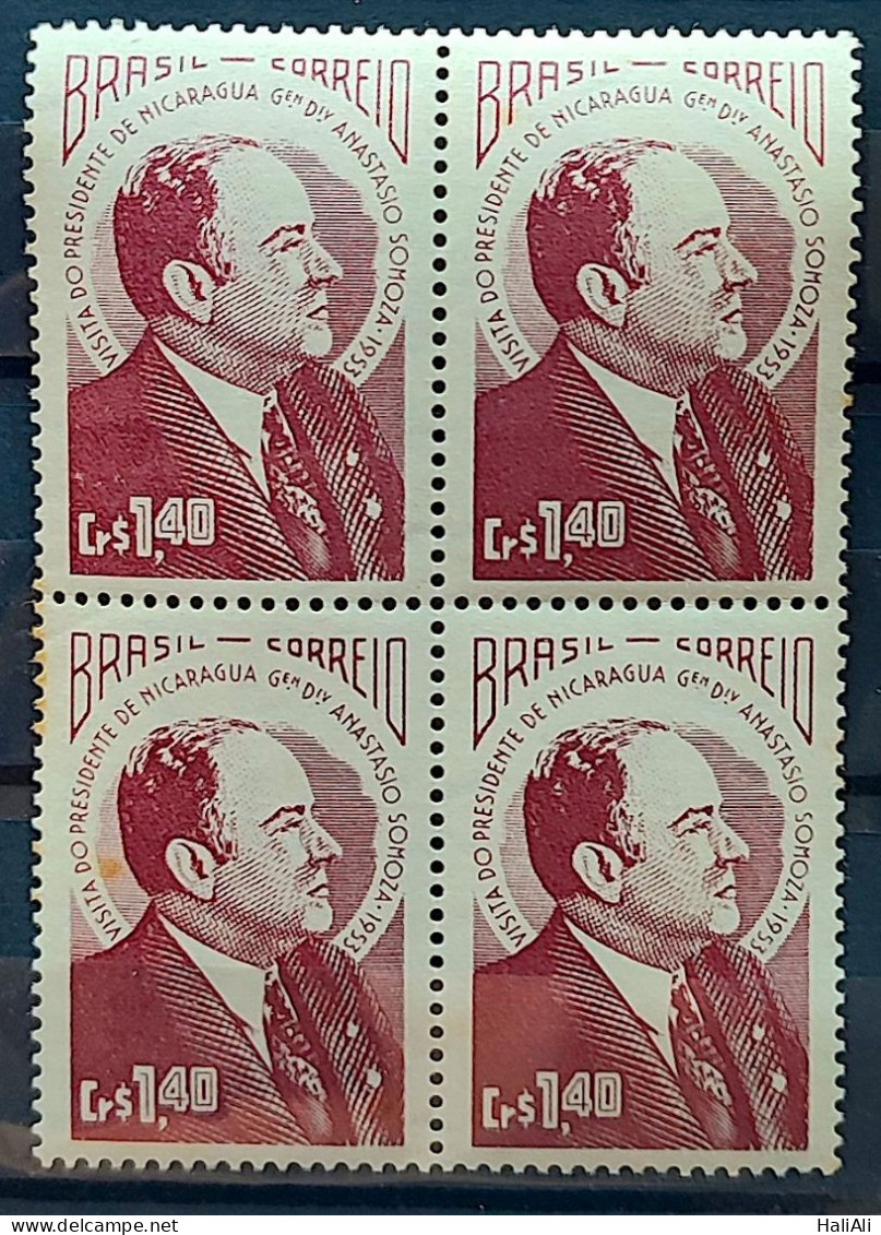 C 314 Brazil Stamp President Nicaragua General Anastacio Somoza Militar 1953 Block Of 4 - Ongebruikt