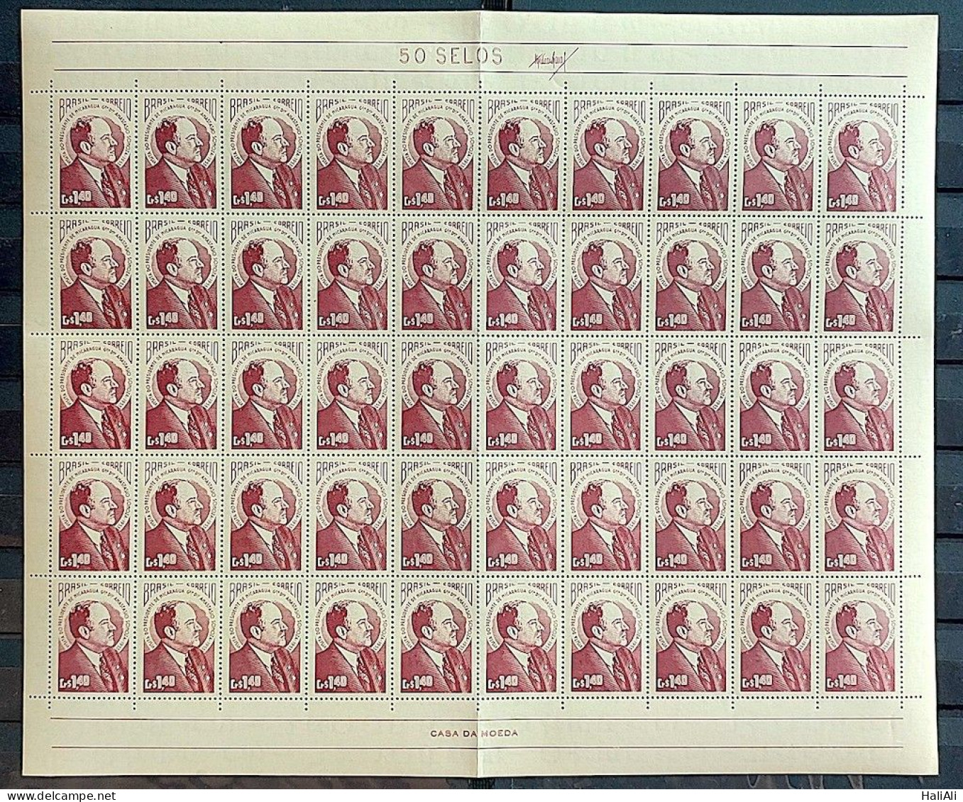 C 314 Brazil Stamp President Nicaragua General Anastacio Somoza Militar 1953 Sheet - Ongebruikt