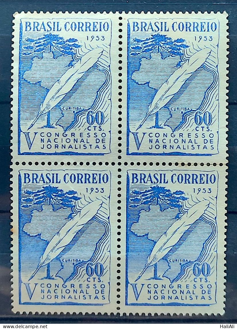 C 312 Brazil Stamp National Congress Of Journalists Map Curitiba 1953 Block Of 4 1 - Unused Stamps