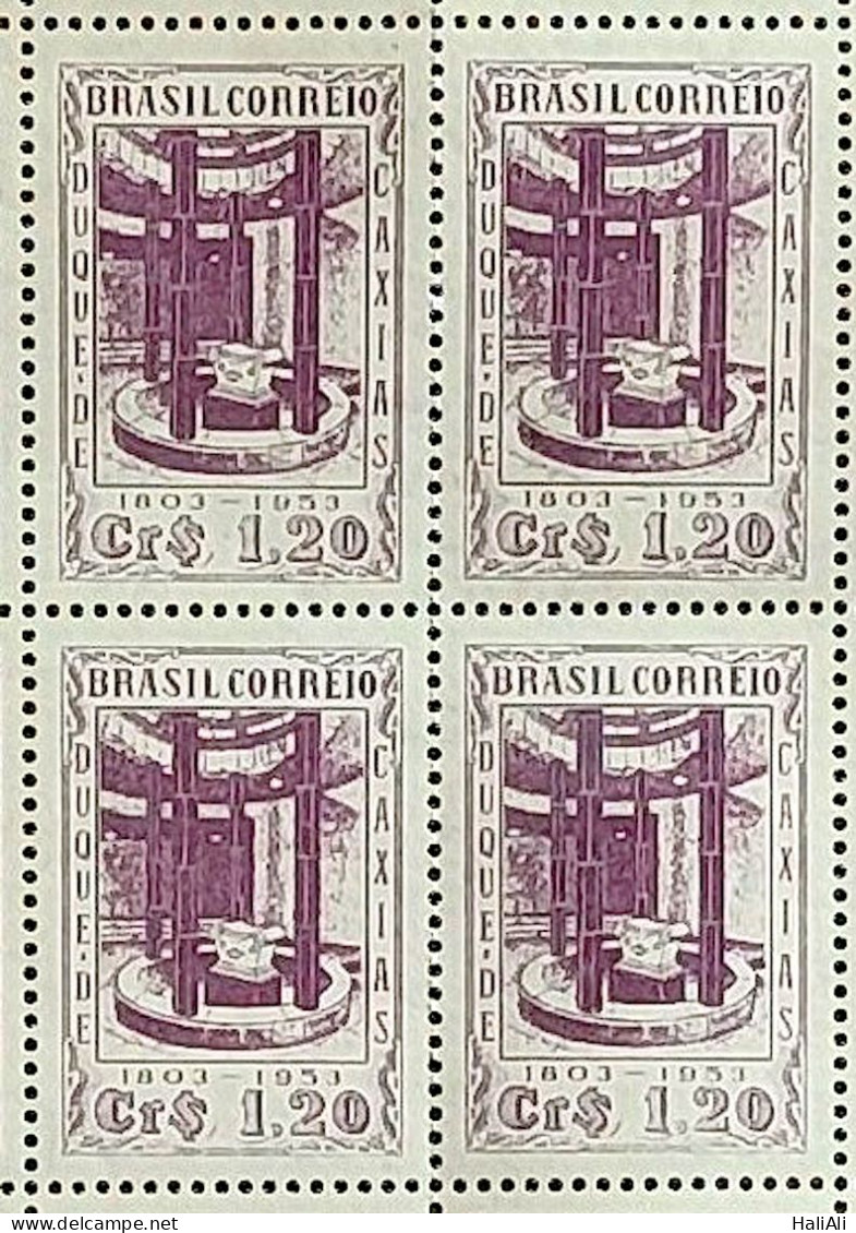 C 308 Brazil Stamp Duque De Caxias Military Mausoleum 1953 Block Of 4 - Nuevos