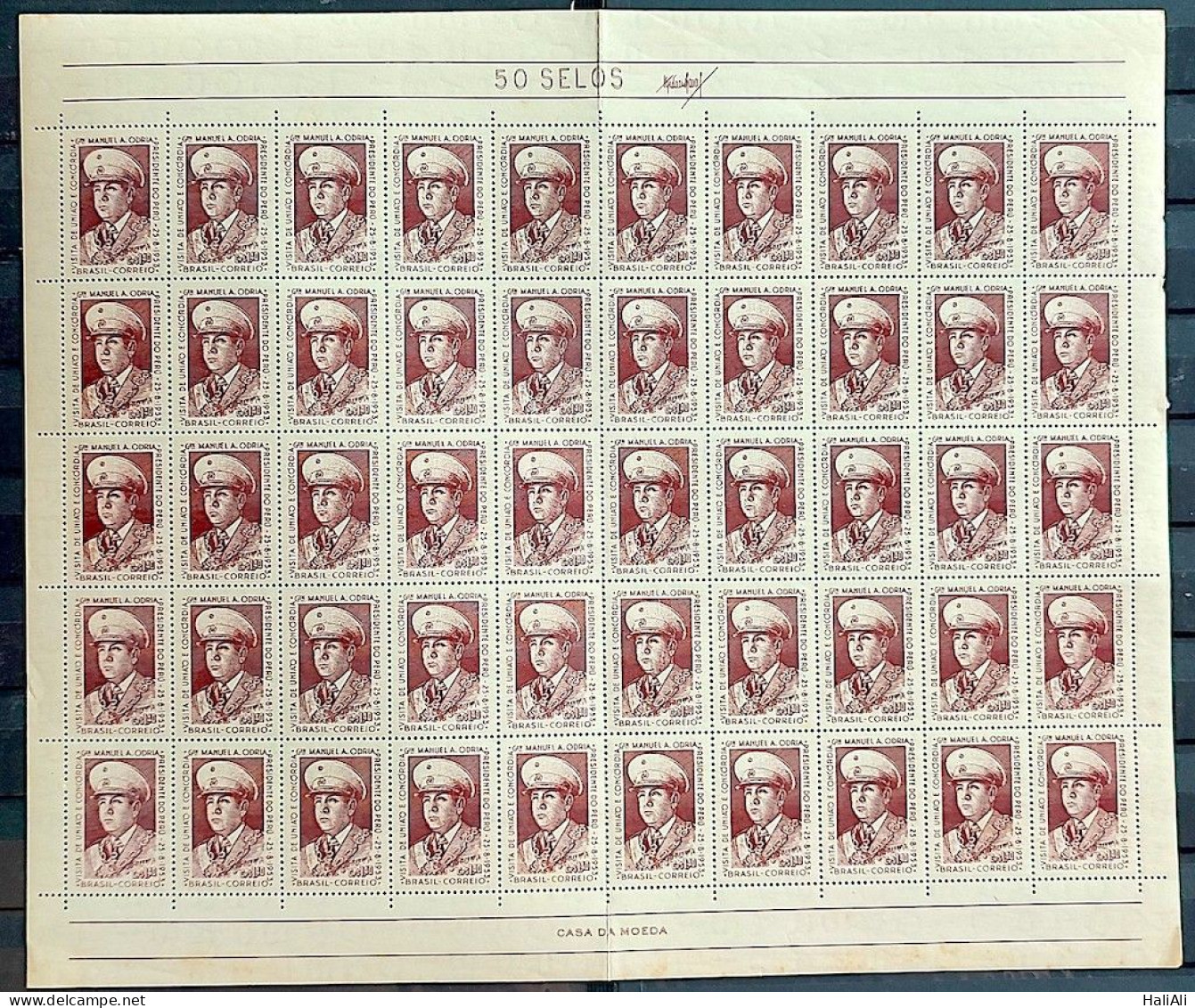 C 306 Brazil Stamp President Of Peru General Manuel Odria Military 1953 Sheet - Nuovi