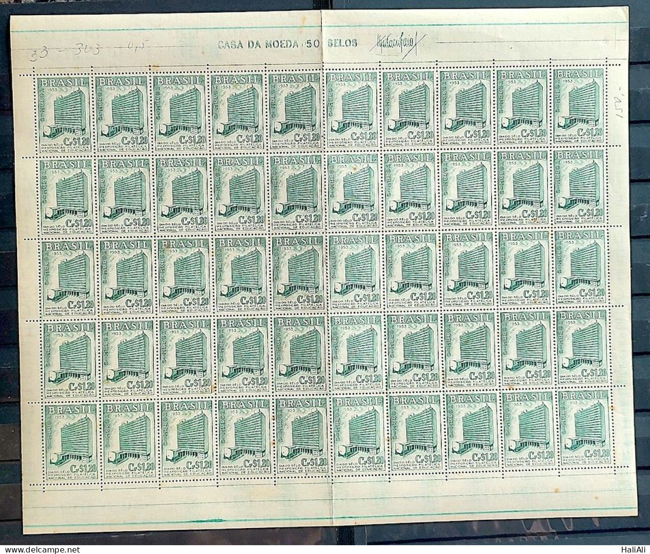 C 303 Brazil Stamp National Philatelic Education Exhibition 1953 Sheet 2 - Ongebruikt