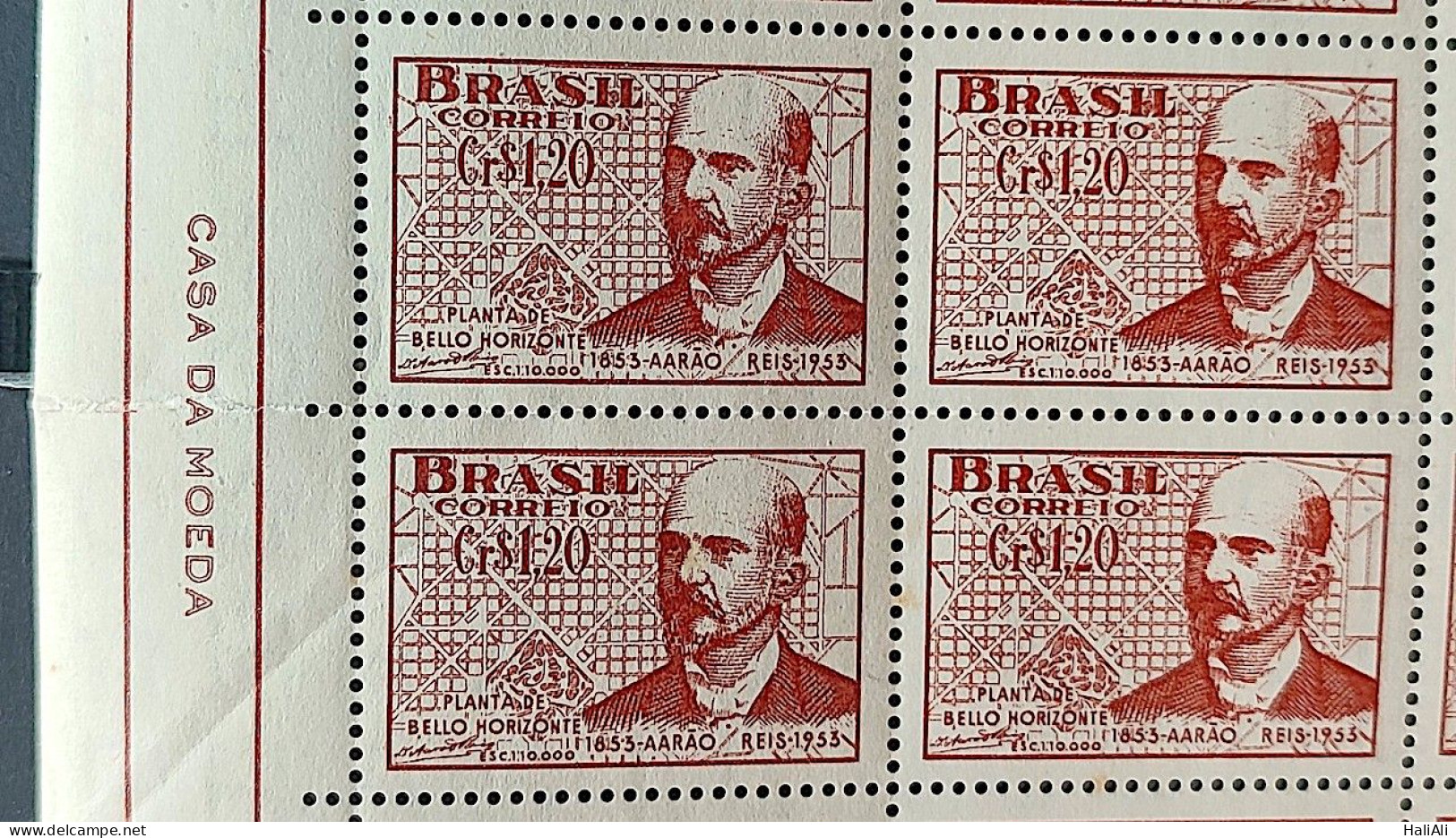 C 298 Brazil Stamp Engineer Aarao Reis Belo Horizonte Minas Gerais 1953 Block Of 4 Vignette Casa Da Moeda - Unused Stamps