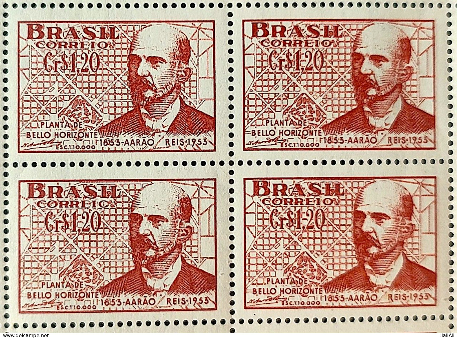 C 298 Brazil Stamp Engineer Aarao Reis Belo Horizonte Minas Gerais 1953 Block Of 4 - Ongebruikt