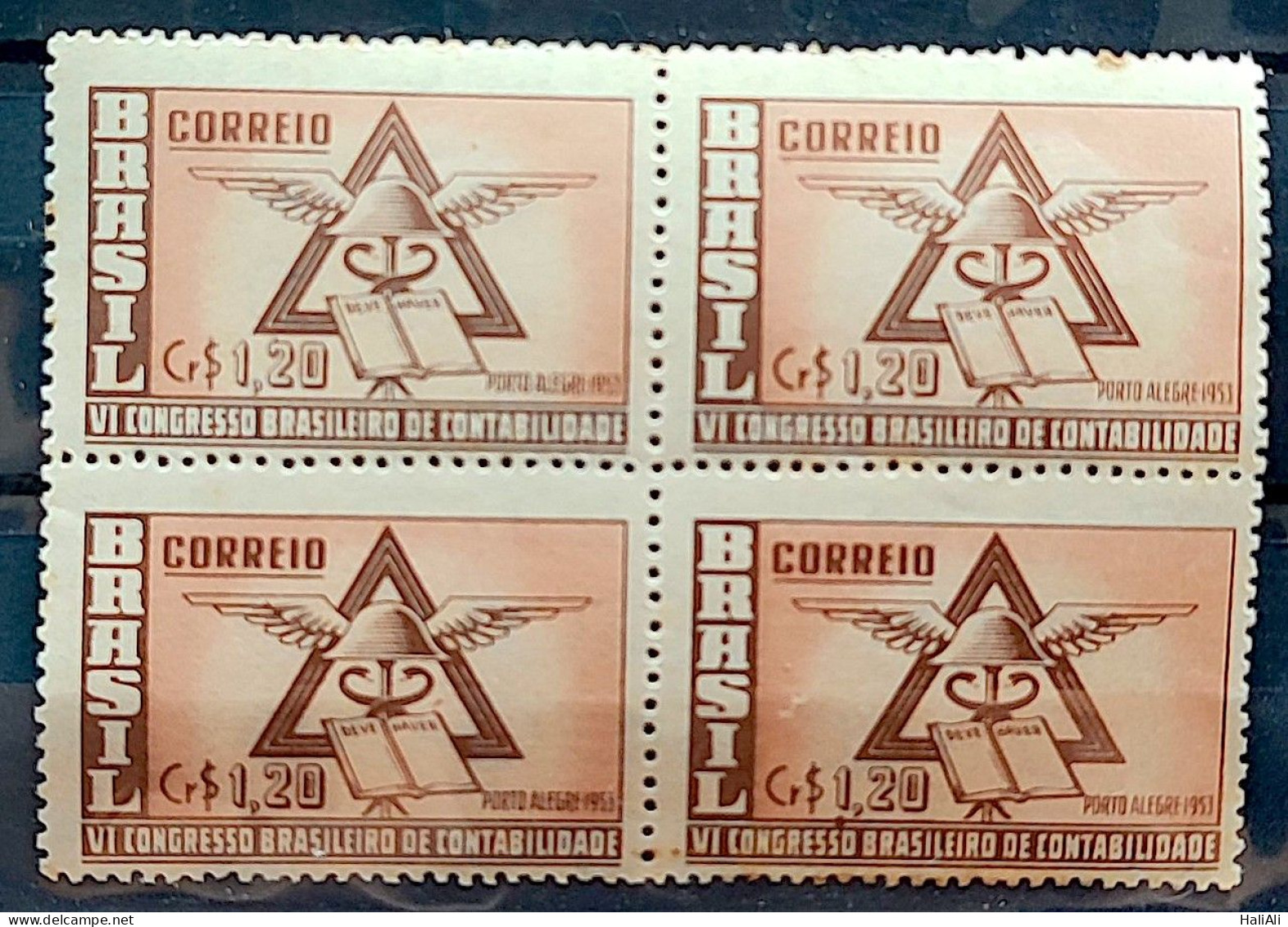C 296 Brazil Stamp Accounting Congress Porto Alegre Economy 1953 Block Of 4 2 - Unused Stamps