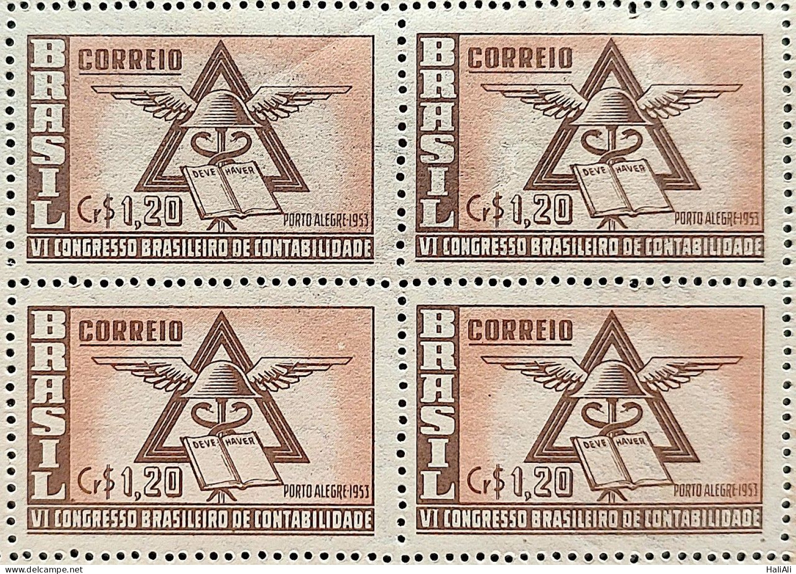 C 296 Brazil Stamp Accounting Congress Porto Alegre Economy 1953 Block Of 4 - Ungebraucht