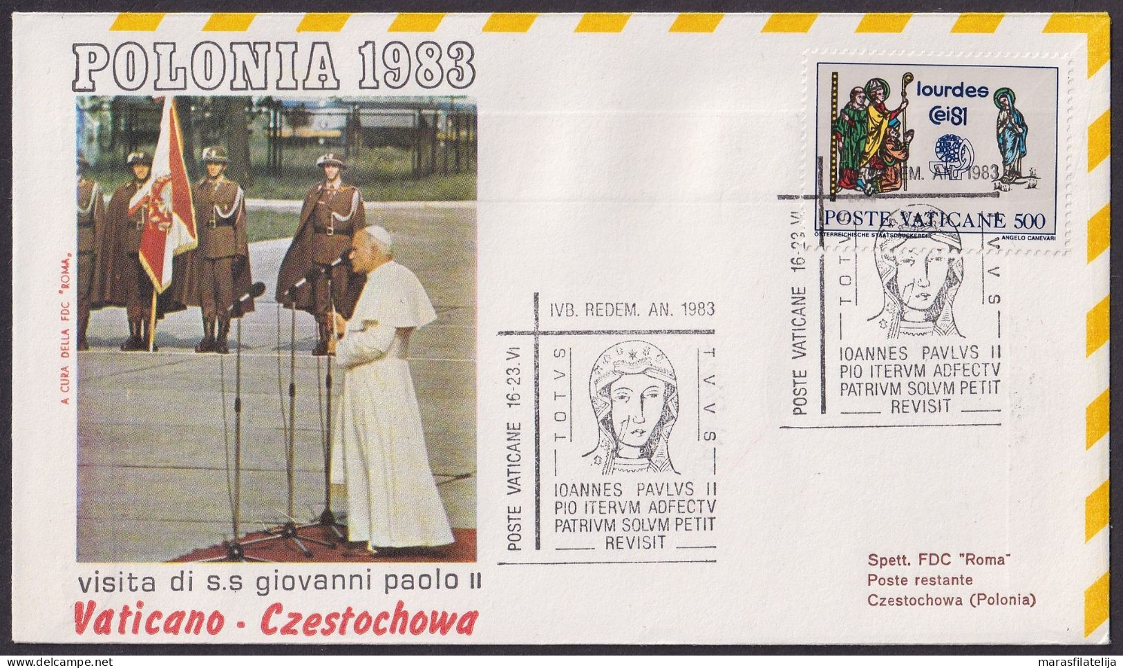 Vatican 1983, Pope Voyage, Poland, Częstochowa, Special Cover - Andere & Zonder Classificatie
