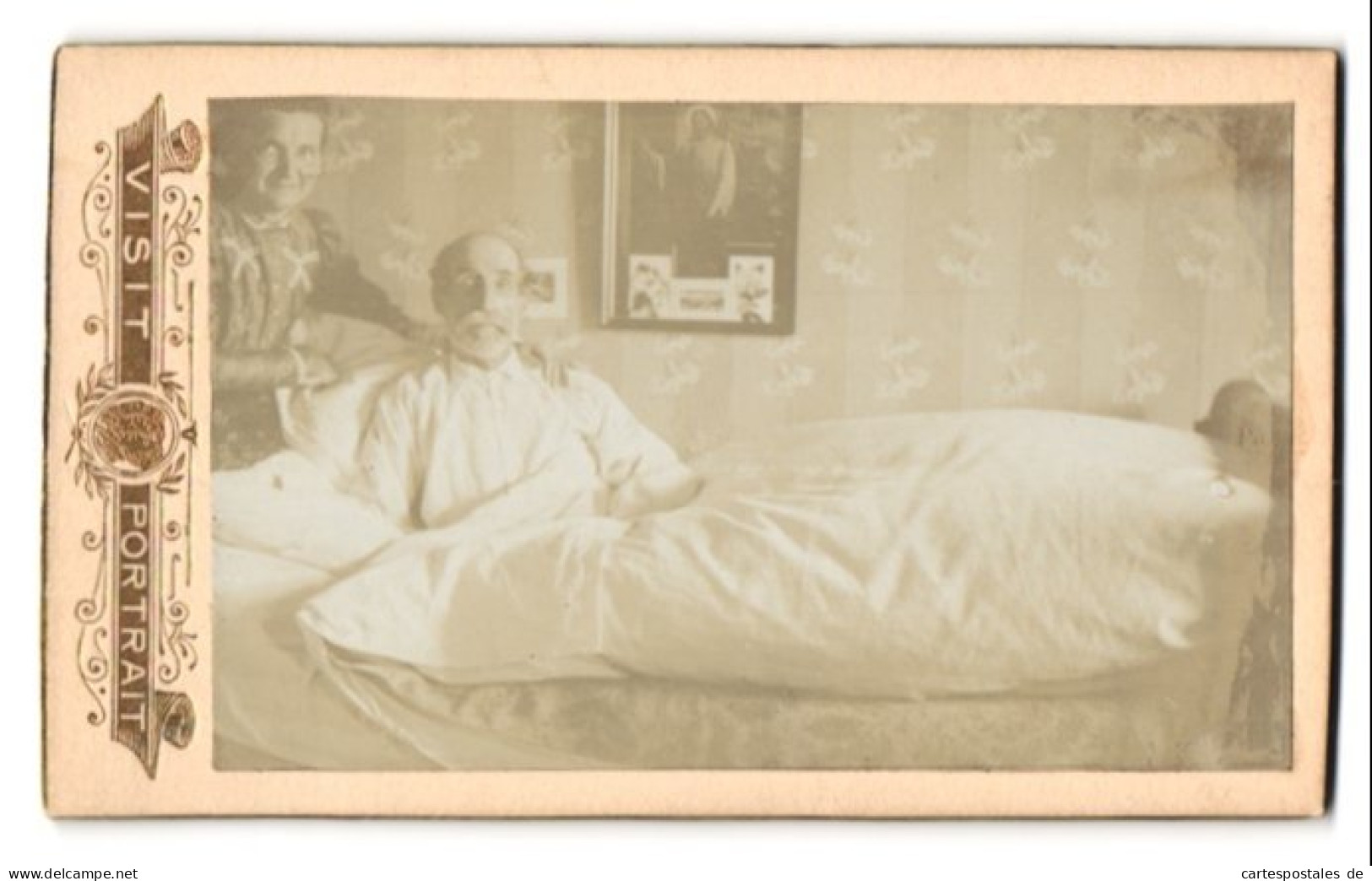 Fotografie Gebrechlicher Betagter Herr Im Sterbebett, Post Mortem  - Andere & Zonder Classificatie