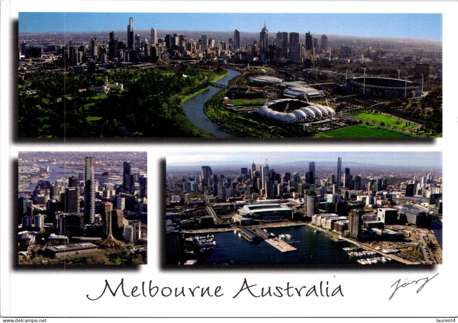 13-5-2024 (5 Z 1) Australia  (posted With Inge King Stamp In 2022) VIC - Melbourne (3 Views With Stadiumms) - Stades