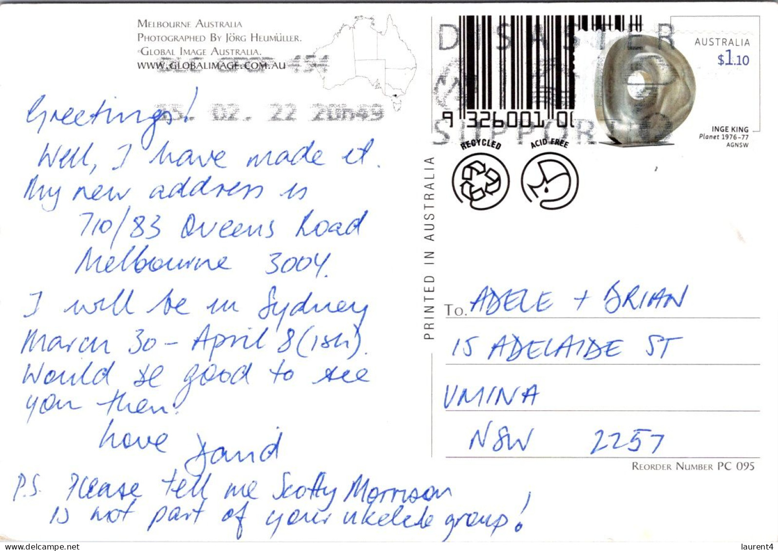 13-5-2024 (5 Z 1) Australia  (posted With Inge King Stamp In 2022) VIC - Melbourne (3 Views With Stadiumms) - Stadien