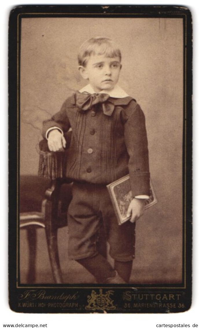 Fotografie F. Brandseph, Stuttgart, Marienstrasse 36, Portrait Kleiner Junge In Hübscher Kleidung  - Anonymous Persons