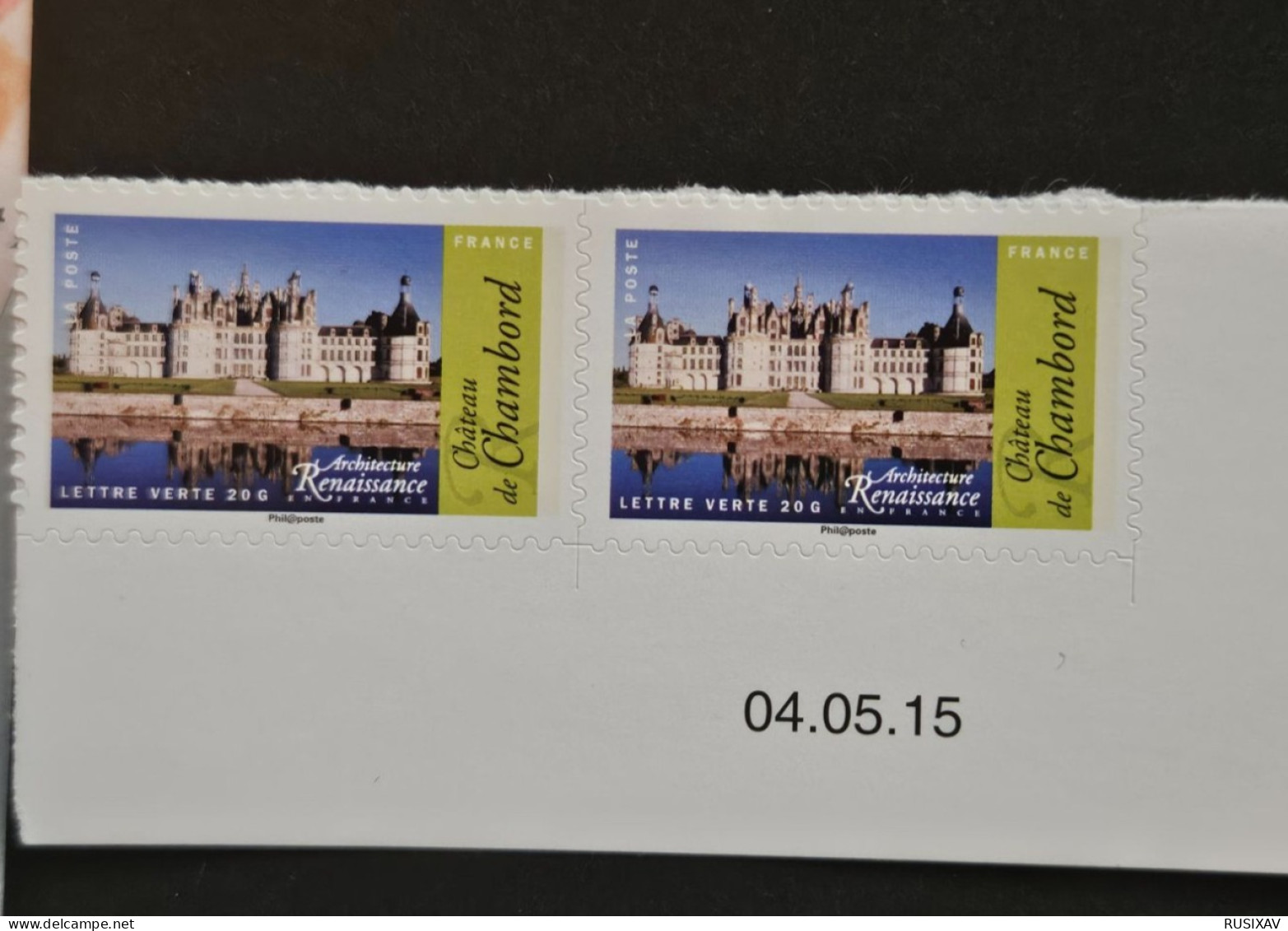 France 2015 Autoadhésif  Bloc De 2 Daté N°1114 A Château De CHAMBORD - Neufs