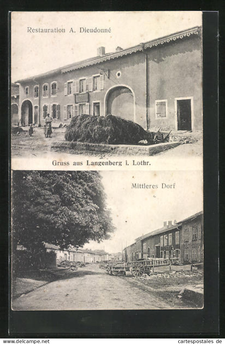 CPA Langenberg I. Lothr., Restaurant A. Dieudonné, Mittleres Dorf  - Other & Unclassified