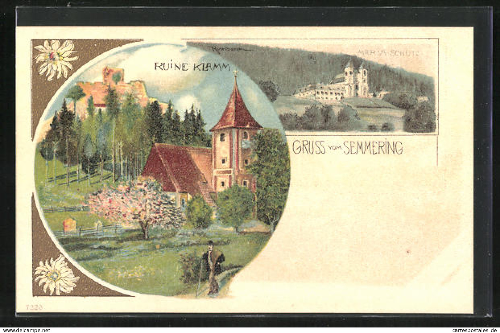 Lithographie Semmering, Ruine Klamm, Maria Schutz  - Other & Unclassified