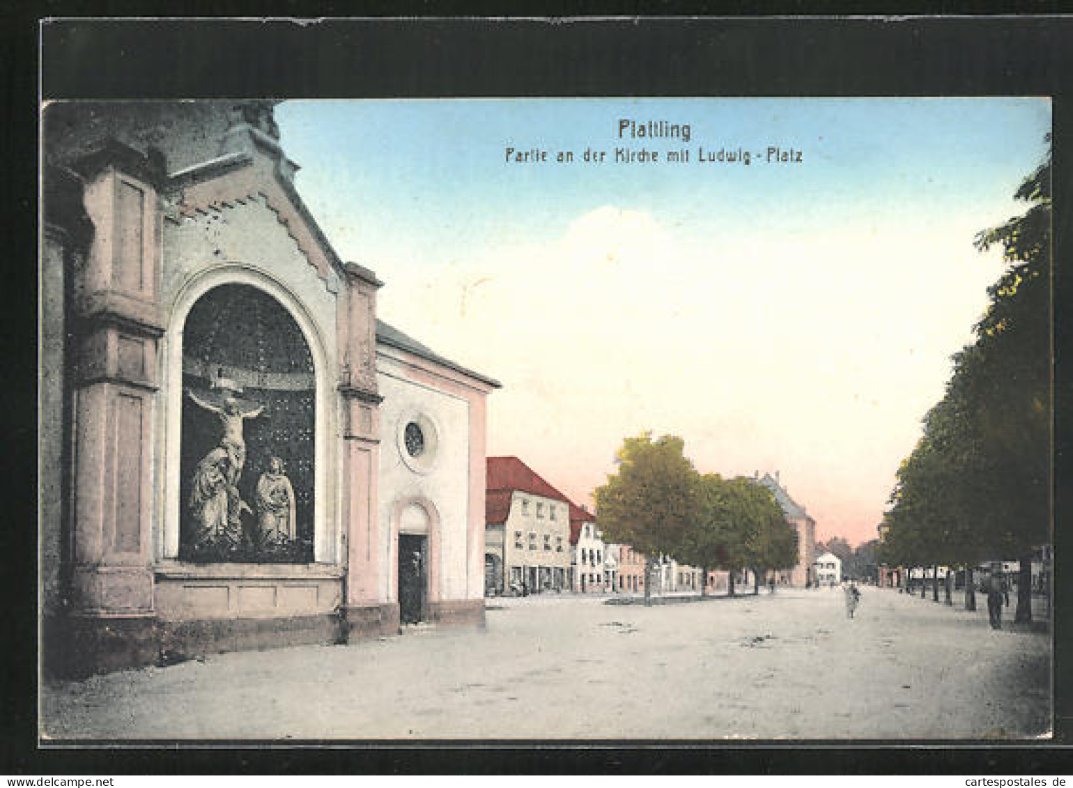 AK Plattling, Partie An Der Kirche Mit Ludwig-Platz  - Plattling