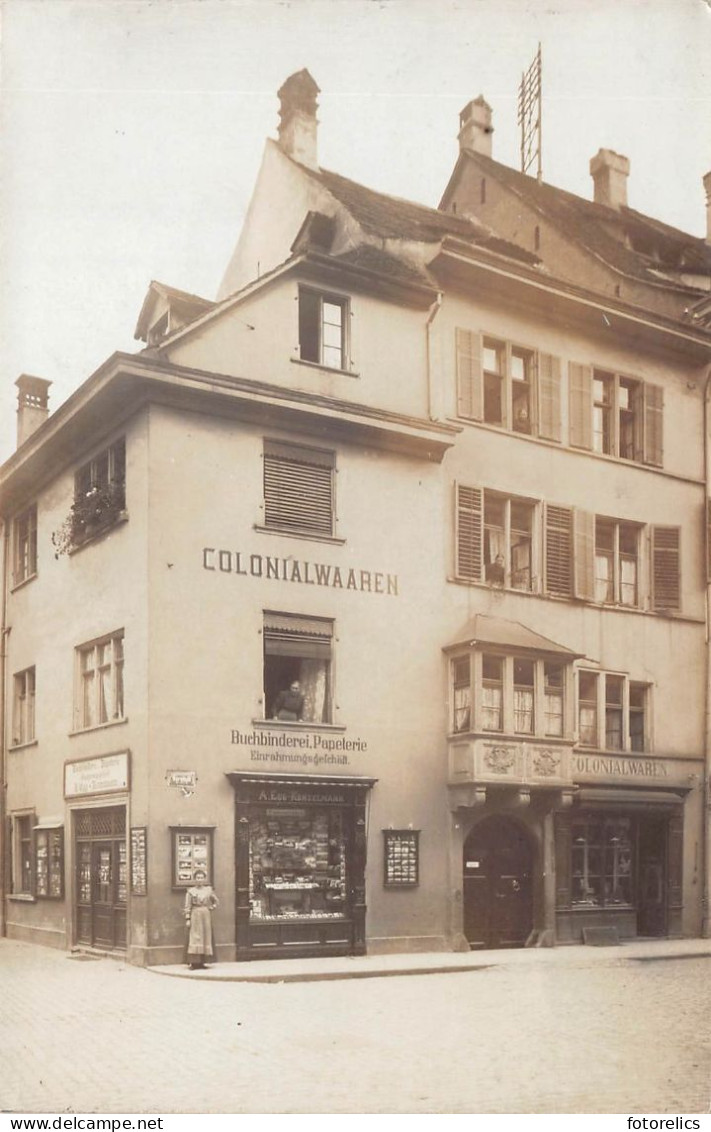 Colonialwaaren Buchbinderei Vorstadt Strasse - 2 AK, CPA - Unland & G Reghitz Zurich - Sonstige & Ohne Zuordnung