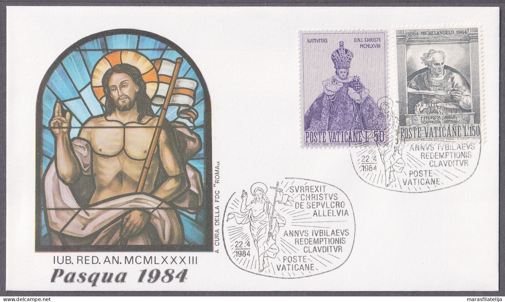 Vatican 1984, Easter, Special Postmark & Cover - Otros & Sin Clasificación