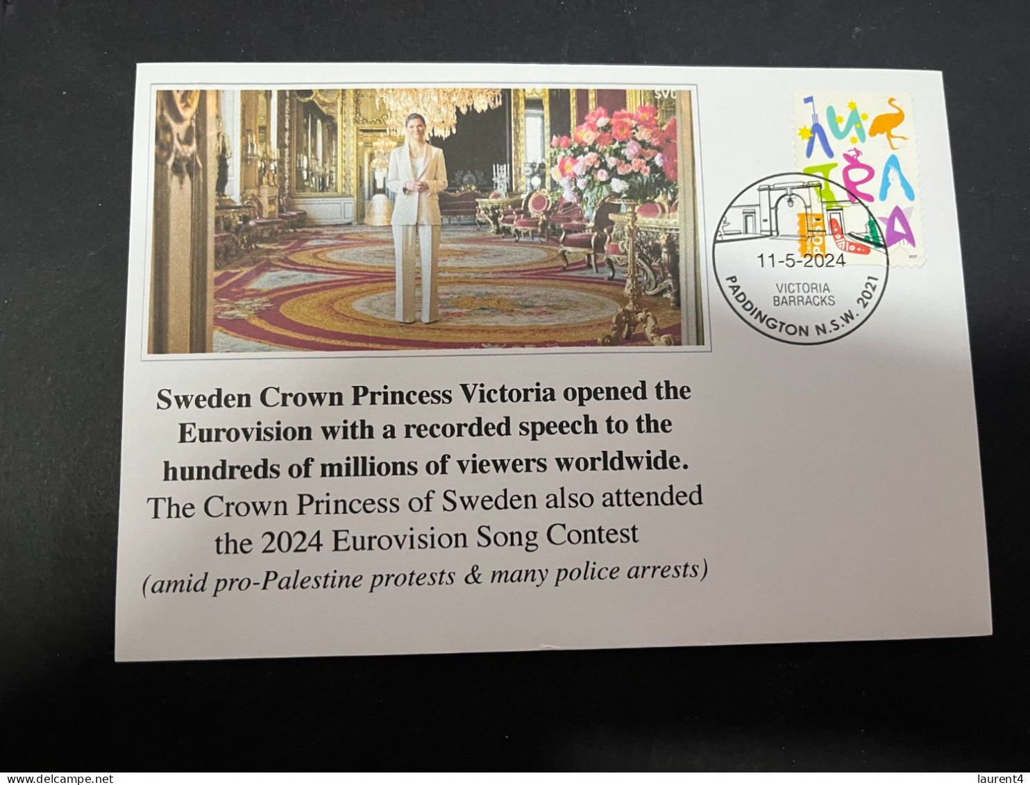 13-5-2024 (5 Z 2) GAZA War - Sweden Crown Princess Victoria Open Eurovision (with Pro-Palestine Protests) - Militares