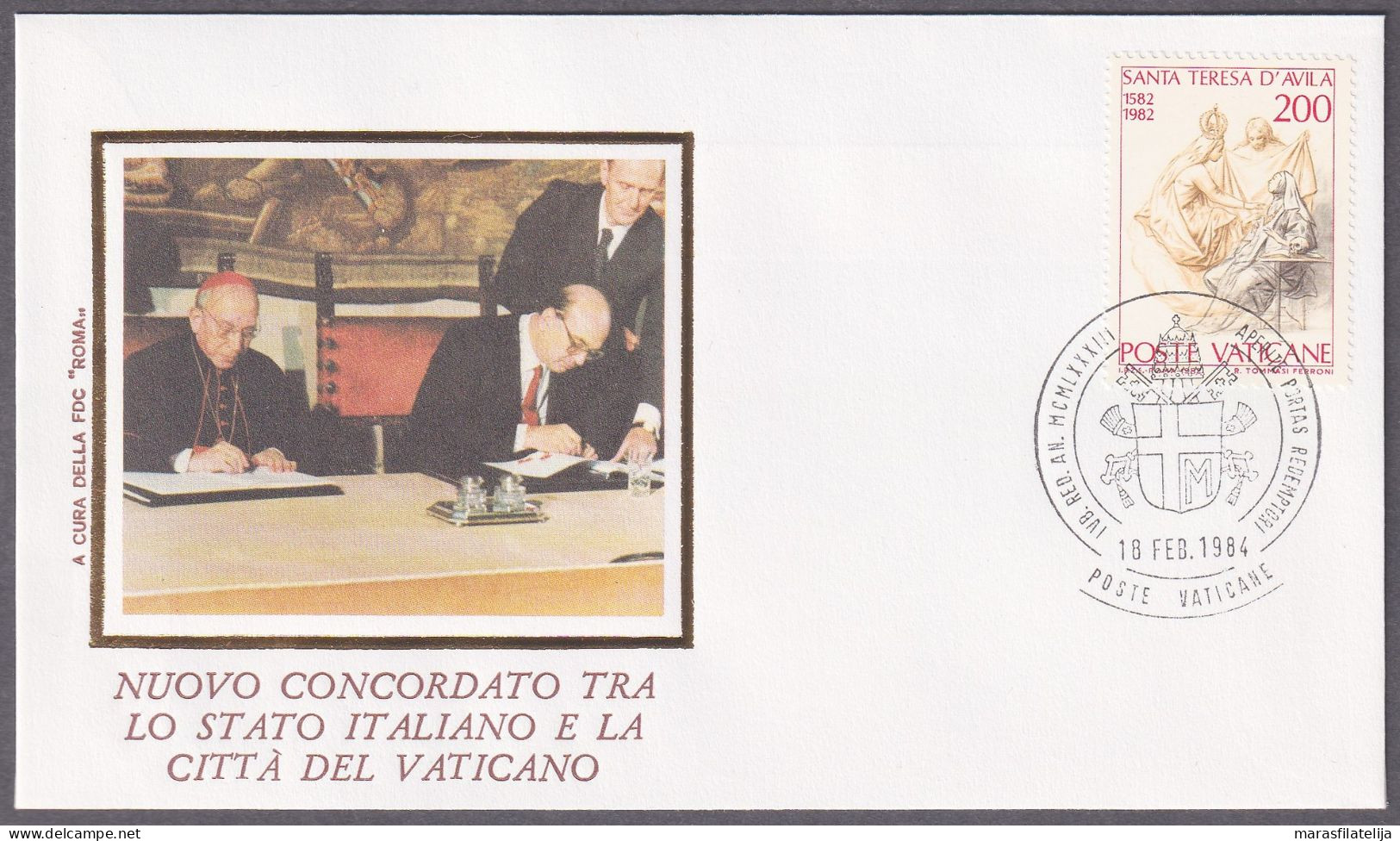 Vatican 1984, New Concordat Between Italy & Vatican, Special Postmark & Cover - Altri & Non Classificati