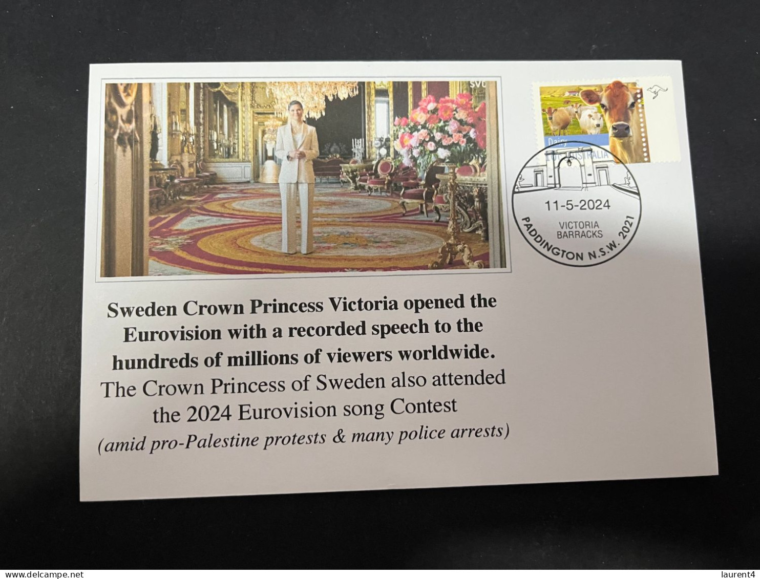 13-5-2024 (5 Z 2) GAZA War - Sweden Crown Princess Victoria Open Eurovision (with Pro-Palestine Protests) - Militares