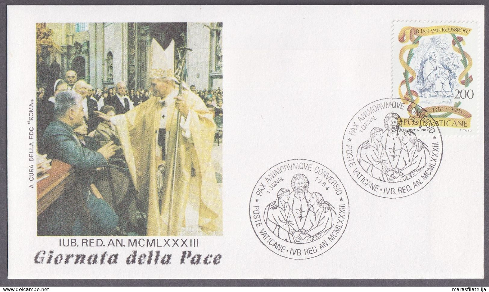 Vatican 1984, Peace Day, Special Postmark & Cover - Otros & Sin Clasificación