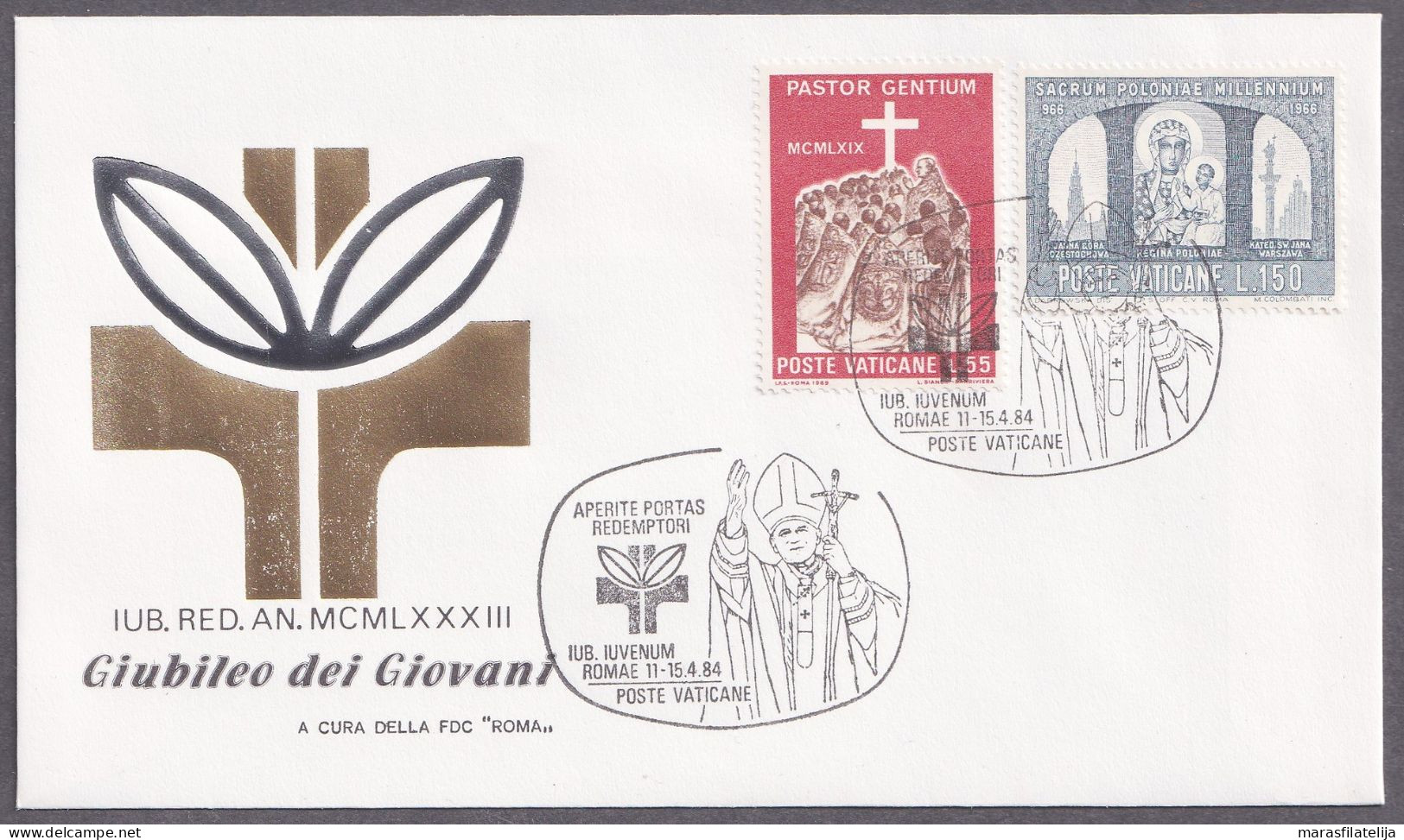 Vatican 1984, Youth Jubilee, Special Postmark & Cover - Otros & Sin Clasificación