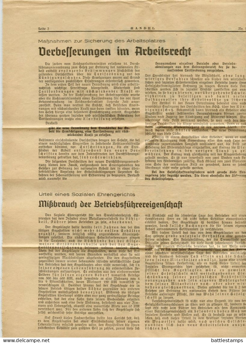 Germany 1935 Cover & Bulletins Of Handel; Melle - Reichsbetriebsgemeinschaft To Schiplage; 4pf Hindenburg - Brieven En Documenten