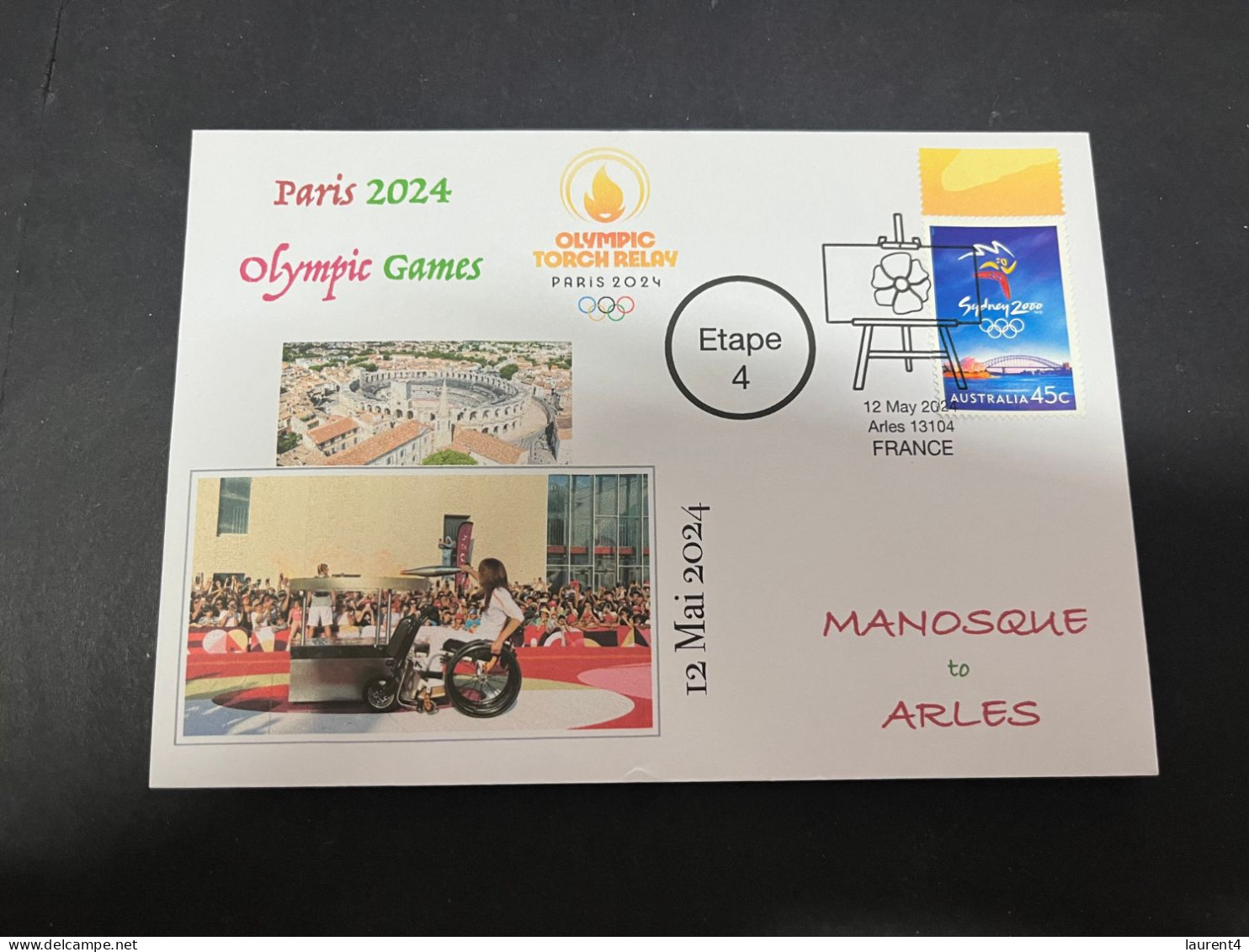 12-5-2024 (5 Z 2) Paris Olympic Games 2024 - Torch Relay (Etape 4) In Arles (12-5-2024) With OLYMPIC Stamp - Eté 2024 : Paris