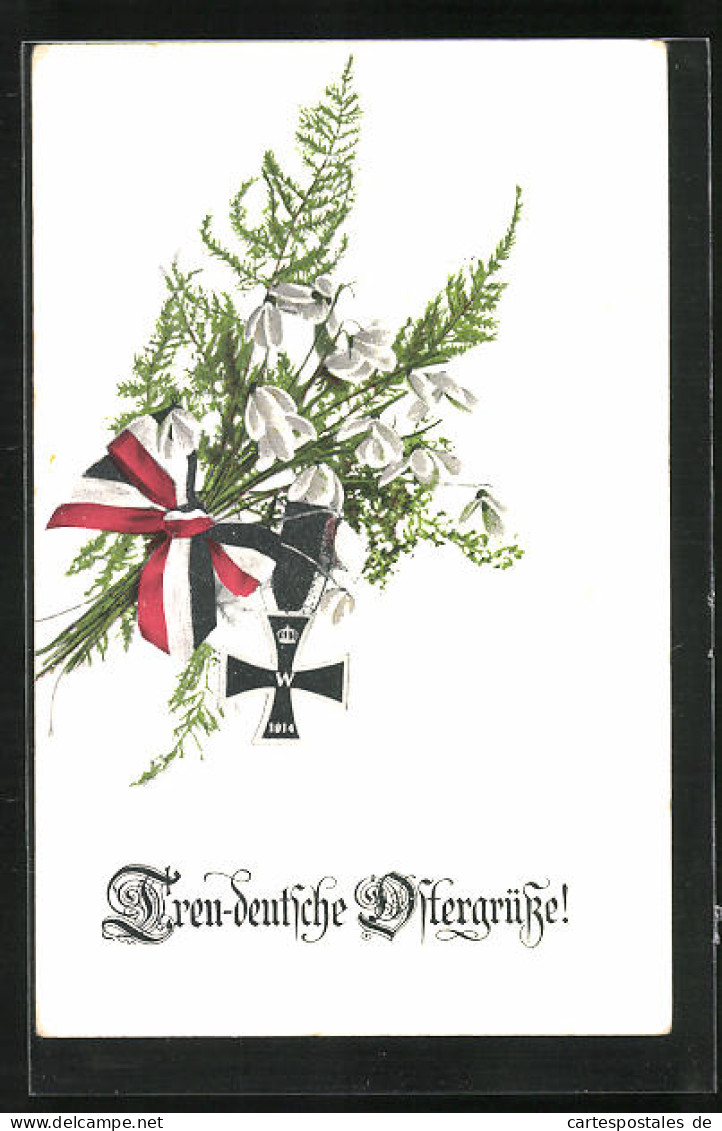 AK Eisernes Kreuz An Weissem Blumenstrauss  - Weltkrieg 1914-18