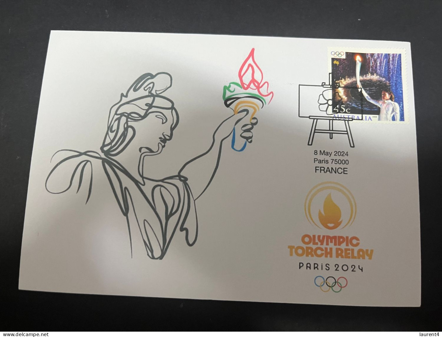 12-5-2024 (5 Z 2) Paris Olympic Games 2024 - Torch Relay In France (with Olympic Torch Relay Sydney Cathy Freeman Stamp) - Sommer 2024: Paris