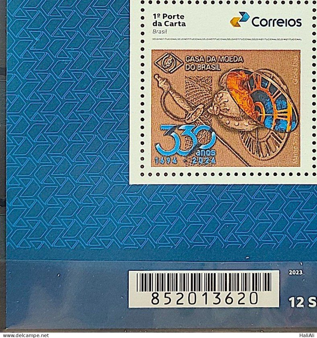 SI 18 Brazil Institutional Stamp Mint Helmet Sword Money Watch 2024 Bar Code - Personalisiert